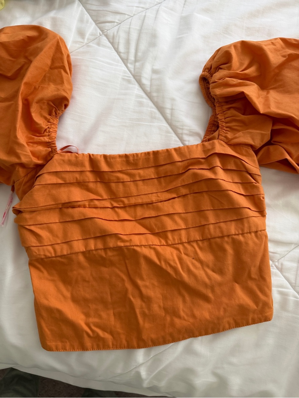 Abercrombie & Fitch Orange Puff-Sleeve Crop Top
